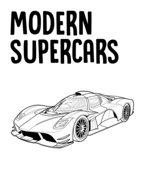 Modern Supercars - Printable Coloring Book