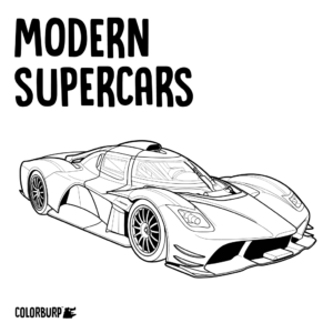Modern Supercars - Printable Coloring Book