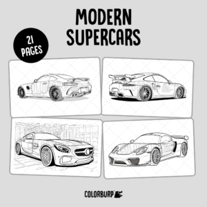 Alternative view of Modern Supercars - Printable Coloring Book