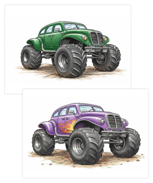 Alternative view of Monster Trucks - Printable Coloring Book